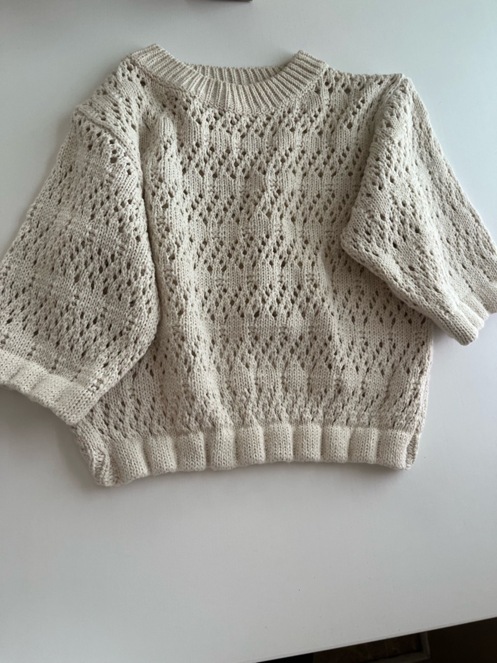 Open-Knit Cream Women's Sweater